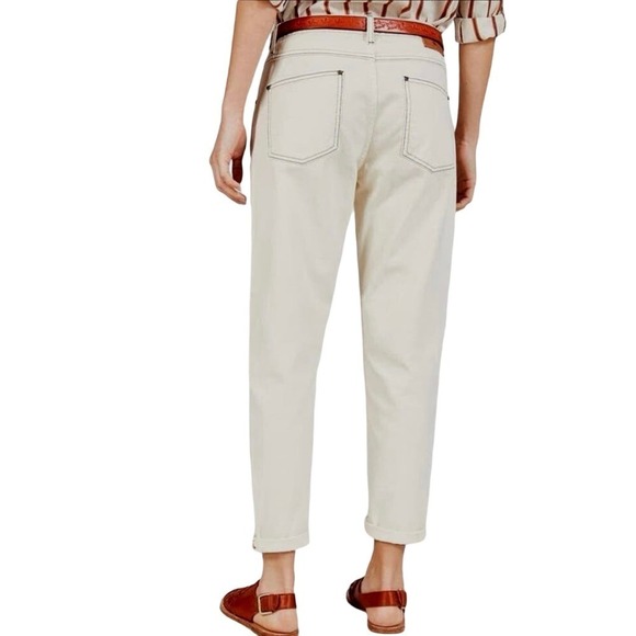 COTELAC Teinture Ideal Jeans Chinos Pants Ecru Off-White Contrast Stitching Sz 4 - Picture 2 of 8